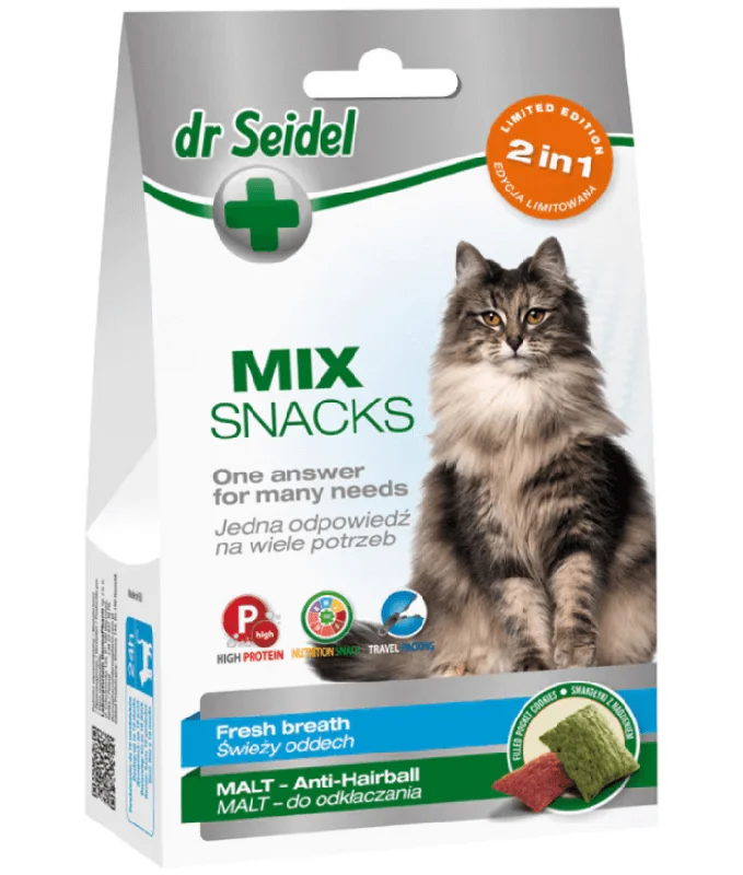    - Cat food for immune system support  Dr Seidel Snacks Malt Anti-Hairball 60g