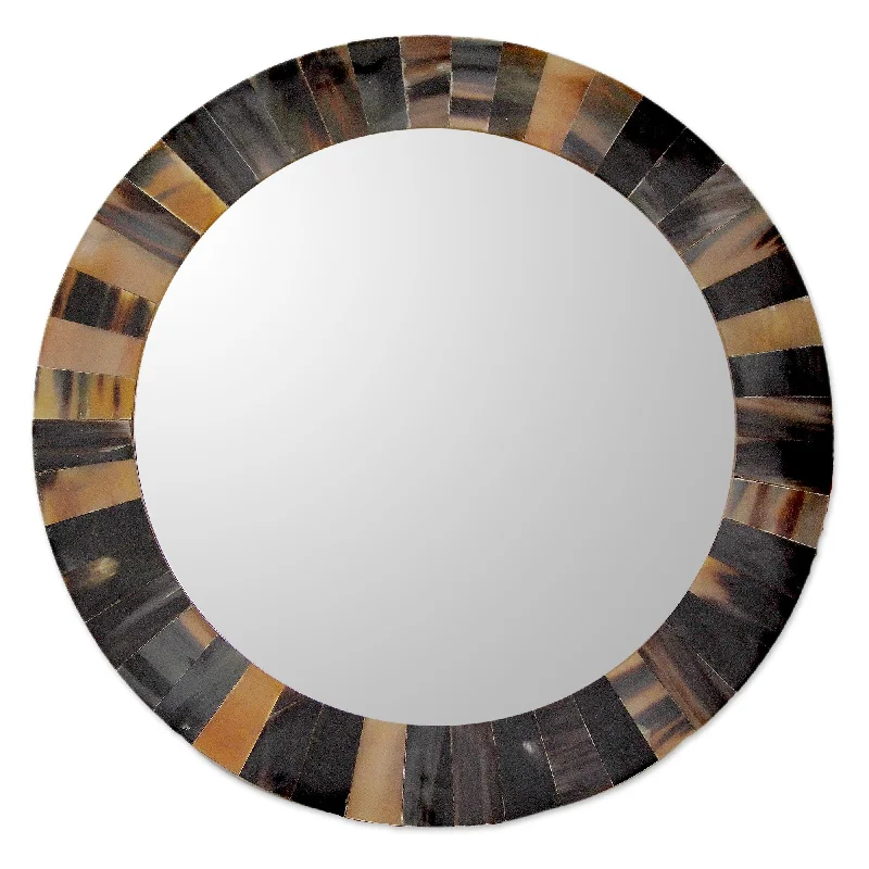 - Chinchilla cooling ice nest ceramic plateNatural Melange Unique Round Wall Mirror Tiled with Buffalo Horn