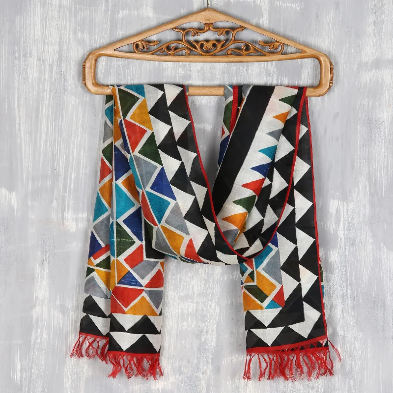  -Explosion-proof leash FOR LARGE dogsHill Reflection Multicolored Hand Painted Pure Silk Scarf