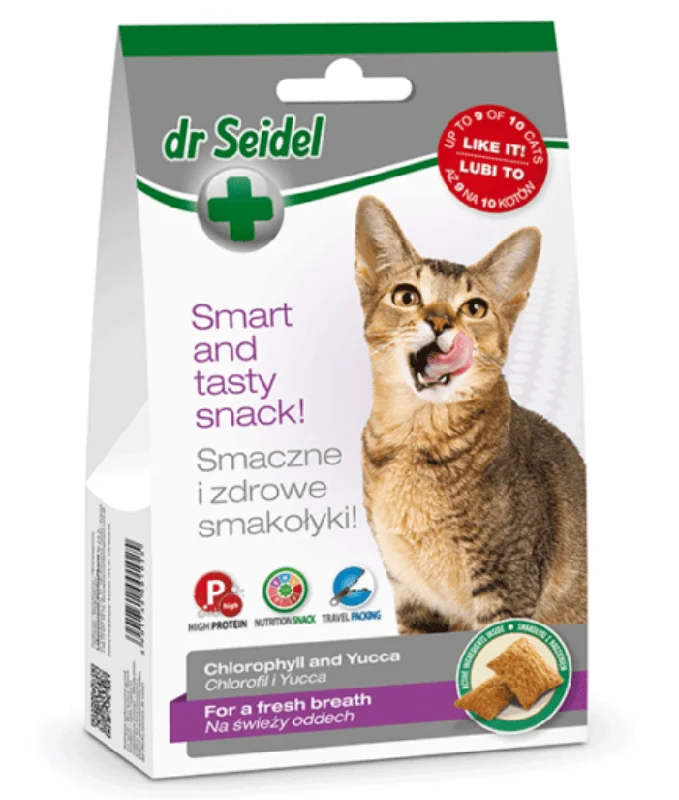    - Cat food for multi-cat households  Dr Seidel Snacks For Fresh Breath 50g