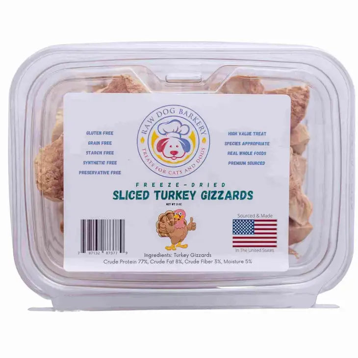 ---Raw Dog Barkery Turkey Gizzards Sliced Freeze-Dried Freeze-Dried Dog Treats