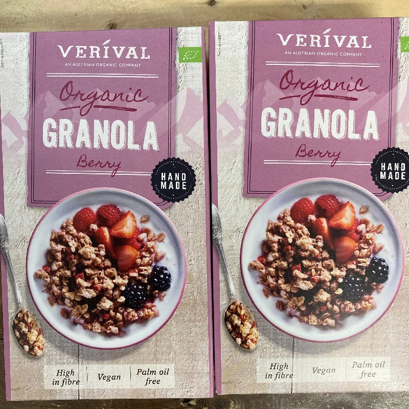 ---2x Verival Organic Crunchy Berry Granola Cereals (2x375g)
