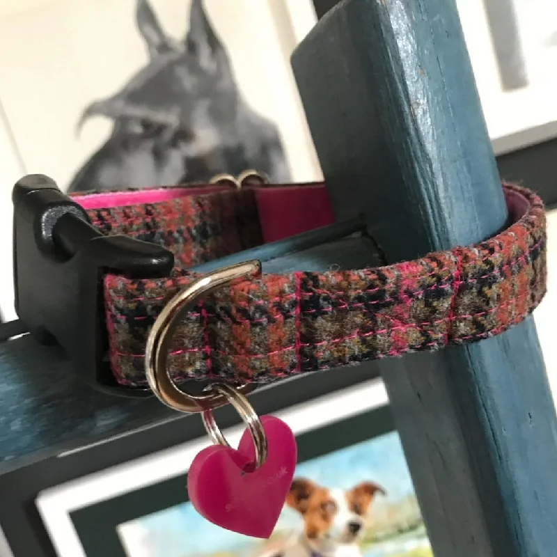 - Foldable and portable cat bagDamson Tweed Dog Collar and Lead with Pink Velvet Lining - Foldable and portable cat bagDamson Tweed Dog Collar and Lead with Pink Velvet Lining
