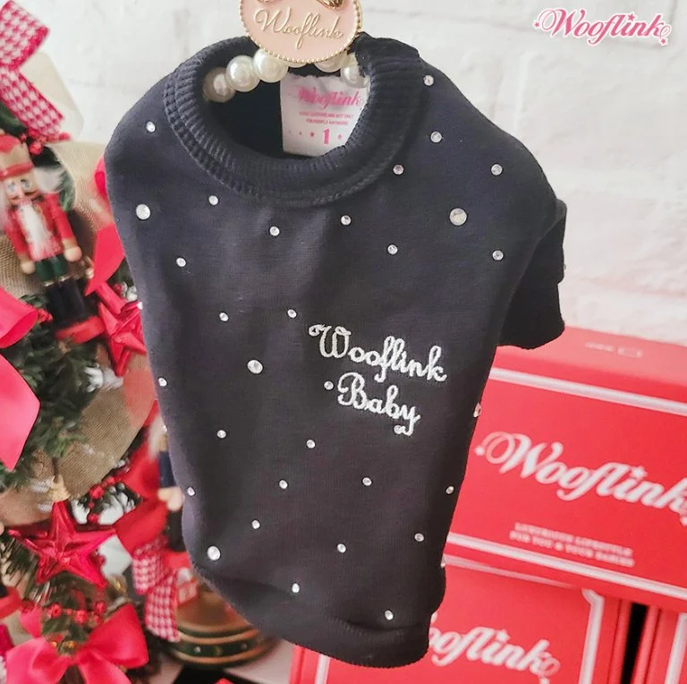 Pet night clothes with LED lightsWooflink Shine Bright Like a Diamond Sweatshirt in Black