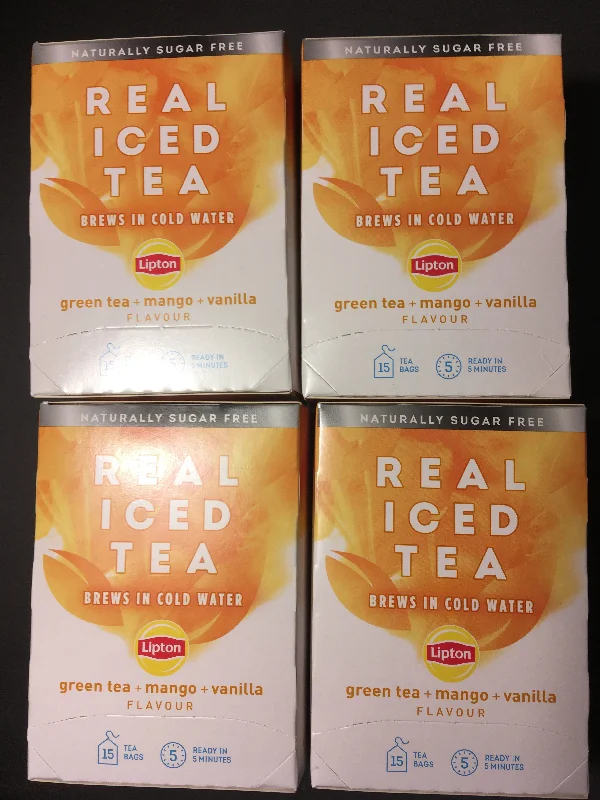 ---75x Lipton Real Iced Tea Green Tea, Mango & Vanilla Tea Bags (5 Packs of 15xBags)