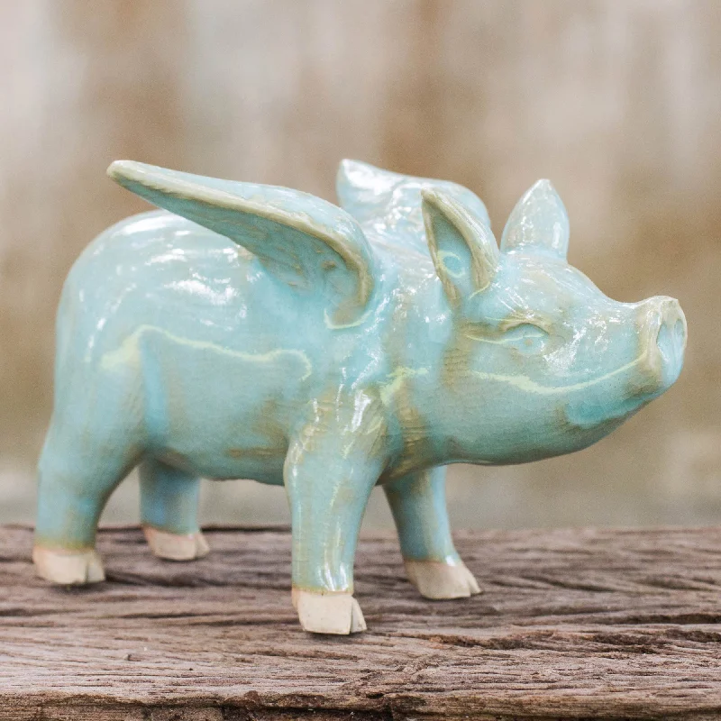 - Climbing pet constant temperature heating padFlying Blue Pig Handcrafted Blue Ceramic Flying Pig from Thailand
