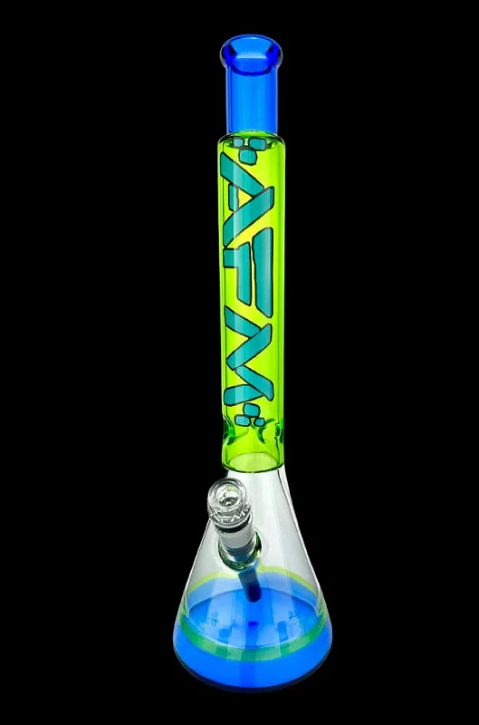 ---AFM Glass Quasar Glass Beaker Bong - Lime