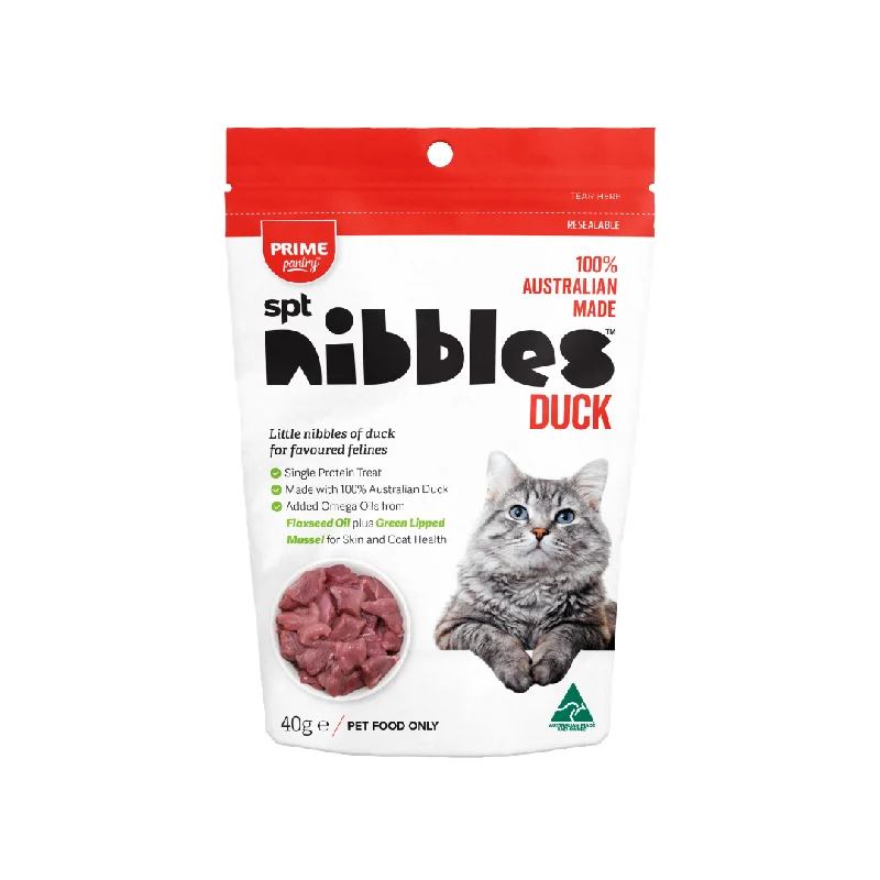    - Cat food for coat health  Prime100  PANTRY Nibbles Duck Cat Treats 40G