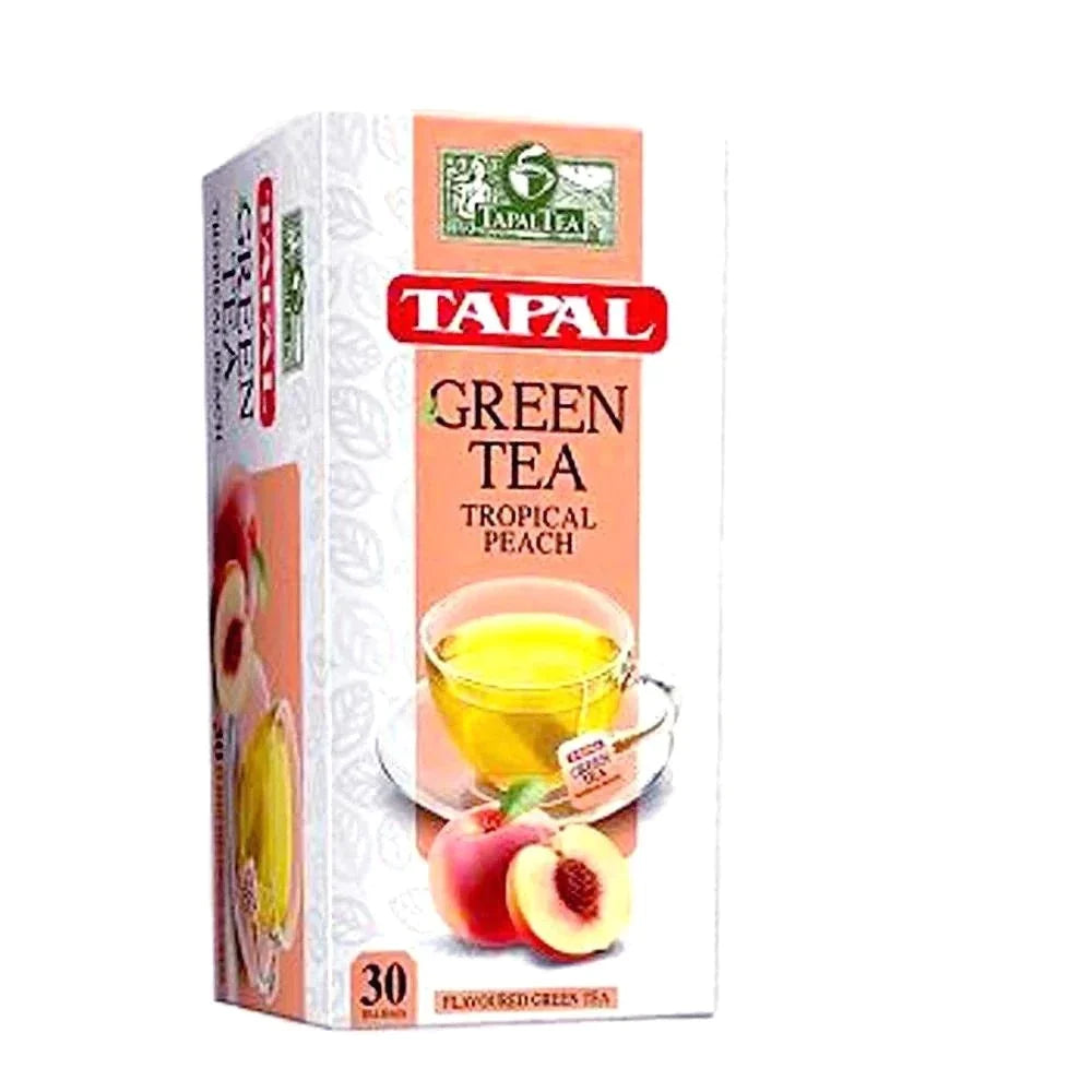 ---TAPAL GREEN TEA BAGS TROPICAL PEACH 30 BAGS 45 GM