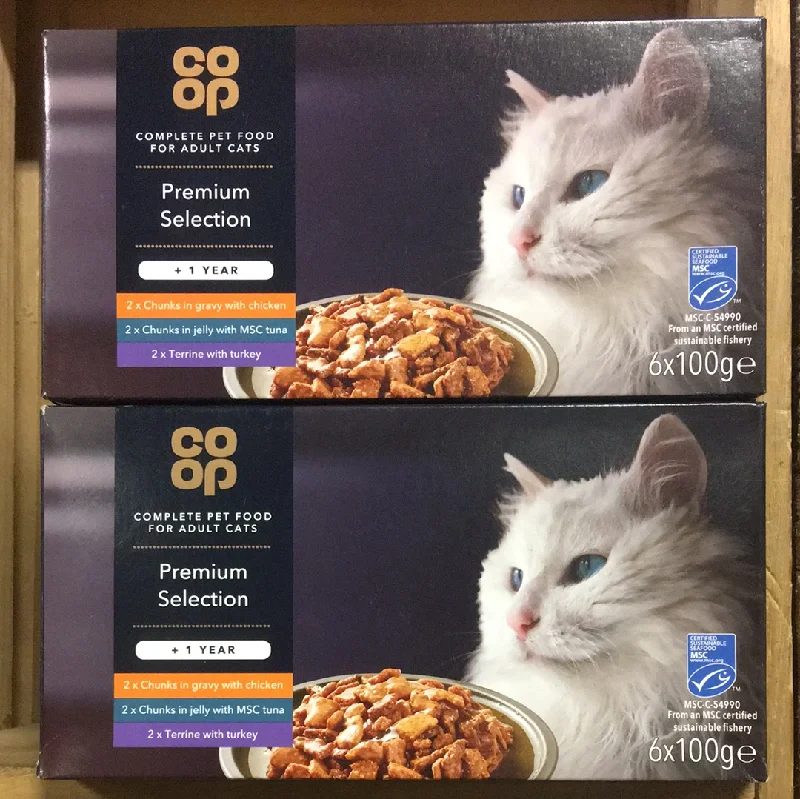 ---12x Co-op Premium Cat Food Selection Foil Trays (2 Packs of 6x100g)