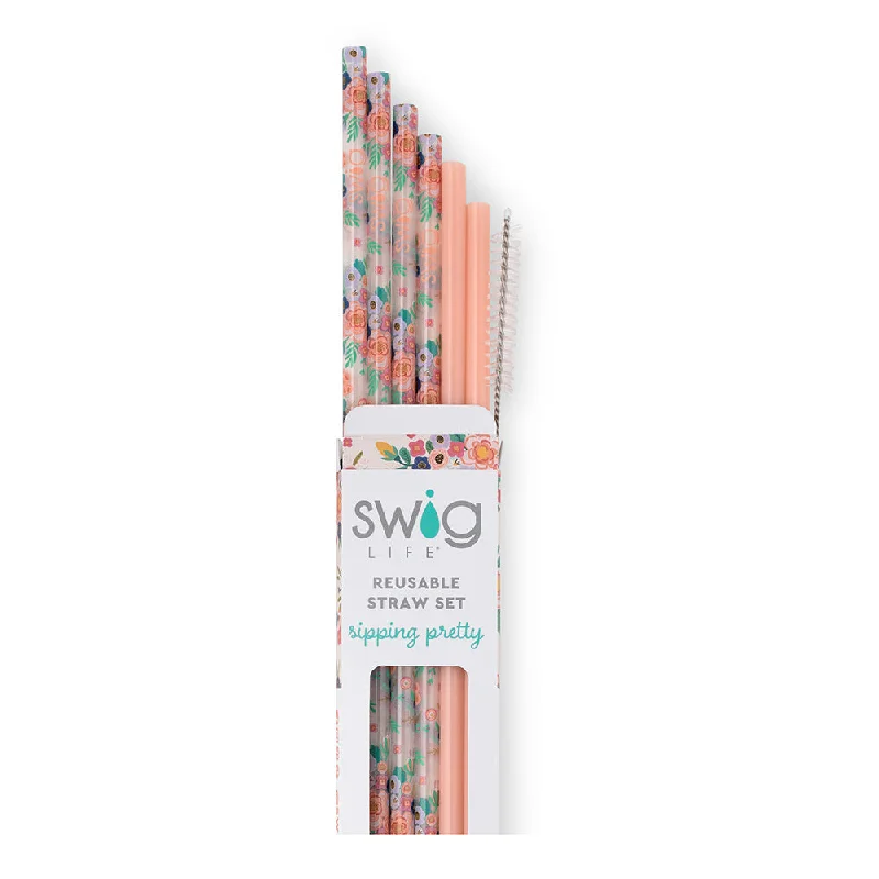 - Rabbit grass rack to prevent waste food boxFull Bloom + Coral Reusable Straw Set