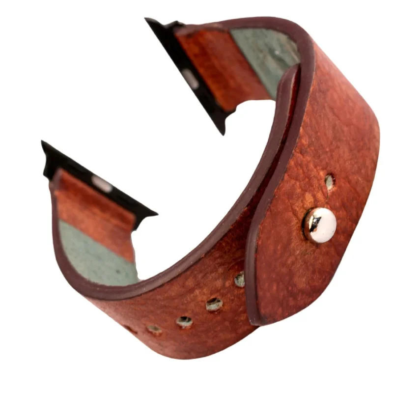 ---Apple Watch Strap In Pure Leather - Ox Blood