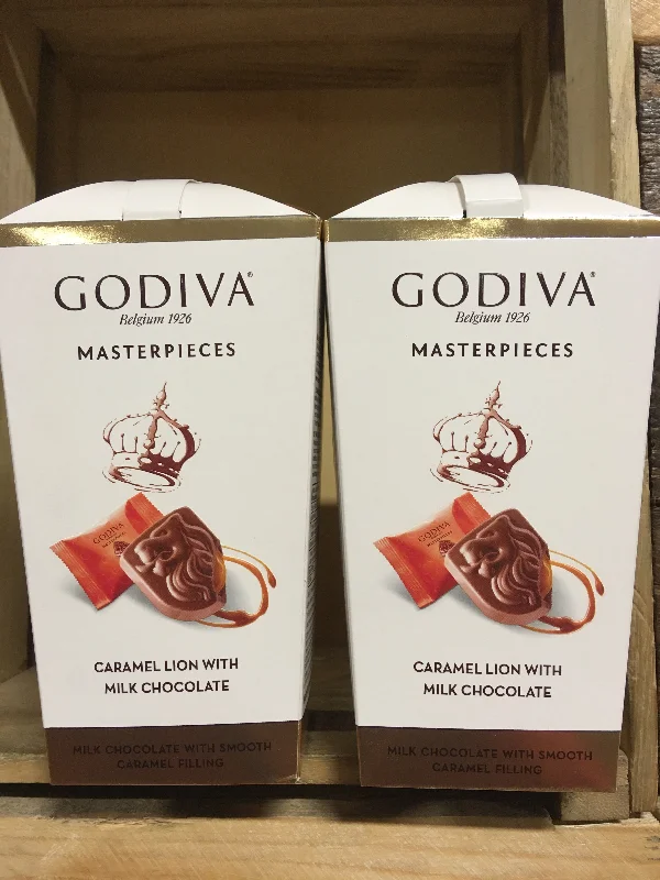 - Air box TSA certified check-in2x Godiva Masterpieces Caramel Lion with Milk Chocolate (2x193g)