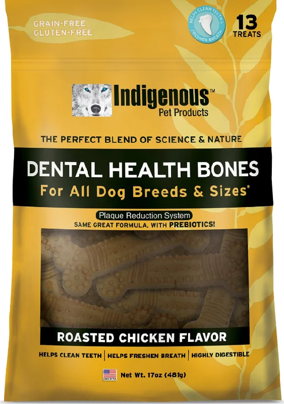 - High protein dog foodIndigenous Dental Health Bones — Chicken Flavor 17oz