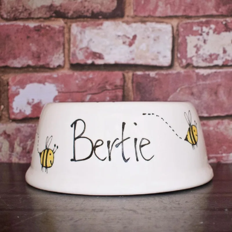 - Parrot climbing and standing wooden framePersonalised Busy Bee Slanted Dog Bowls