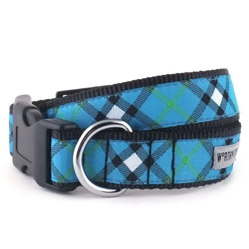  . **Cat clothes cute model**Bias Plaid Blue Dog Collar