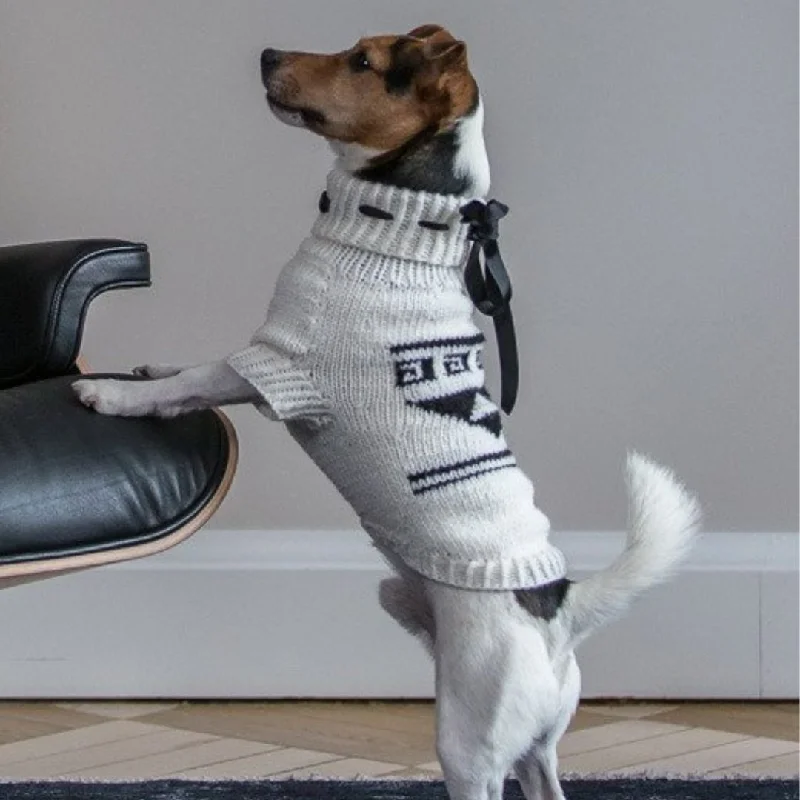 ---Wooldog Black & White Classy Hand-Knitted Dog Jumper