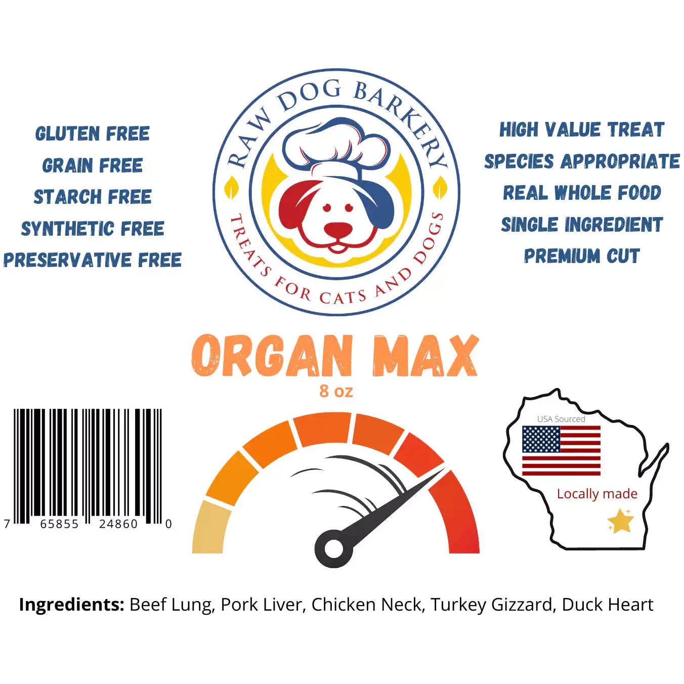 Pet ProductsRaw Dog Barkery Organ Max Freeze-Dried Dog Treats 1lb Bulk